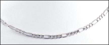 Flat Figaro Chain in 14K White Gold LARGE