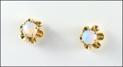 Opal Stud Earrings in Yellow Gold LARGE