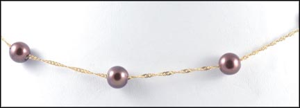 Chocolate Pearl Station Necklace in 14K Yellow Gold MAIN