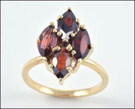 Garnet Cluster Ring in 14K Yellow Gold MAIN