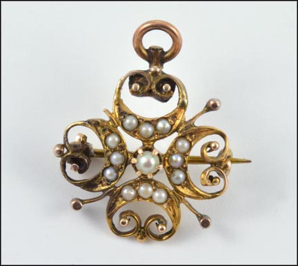 Victorian Pearl Pin, 1890-00 in Yellow Gold MAIN