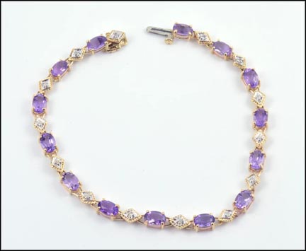 Amethyst Bracelet in 10K Yellow Gold LARGE