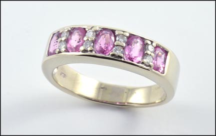 Pink Sapphire Band in 14K White Gold LARGE