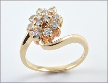 Diamond Cluster Ring in 14K Yellow Gold LARGE