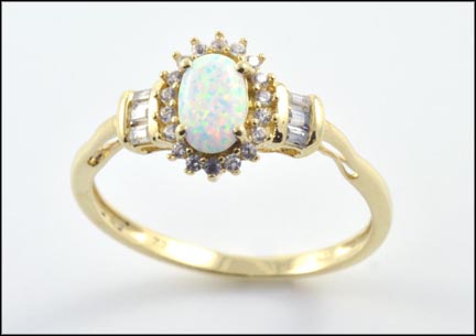 Synthetic Opal Ring in 10K Yellow Gold LARGE