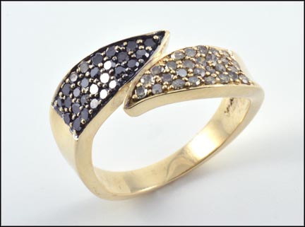 Black and Chocolate Diamond Ring in 10K Yellow Gold MAIN