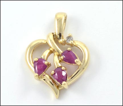 Heart Pendant with Ruby in 14K Yellow Gold MAIN