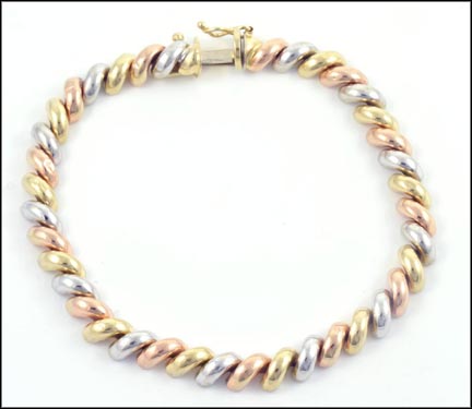 Tri Color San Marco Bracelet in 10K Tri-Color Gold LARGE