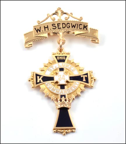 Knights Templar Medallion, 1898 in Yellow Gold LARGE