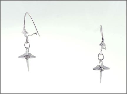 Cross Dangle Earrings in 10K White Gold LARGE