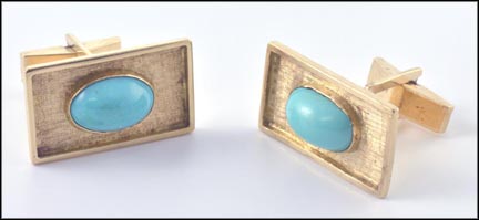 Turquoise Cufflinks in Yellow Gold LARGE