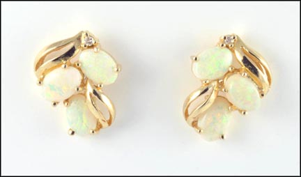 Opal Cluster Earrings in Yellow Gold LARGE