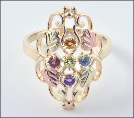 Black Hills Multi-Stone Ring in 10K Yellow Gold LARGE