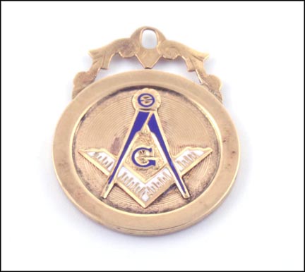 Enameled Blue Lodge Pendant in Yellow Gold LARGE