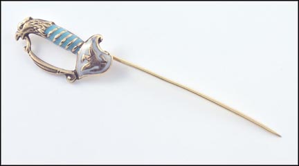 Enamel Sabre Stickpin in Yellow Gold LARGE