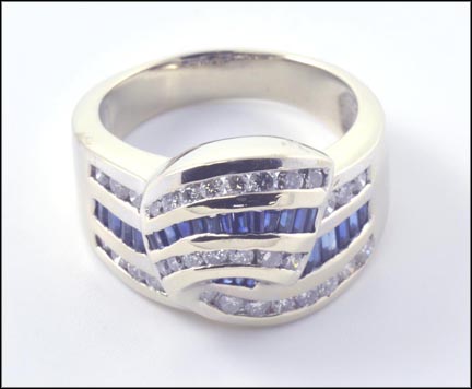 Sapphire Ring in 14K White Gold LARGE