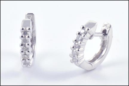Diamond Huggie Earrings in 14K White Gold LARGE
