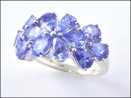 Iolite Cluster Ring in 10K White Gold MAIN