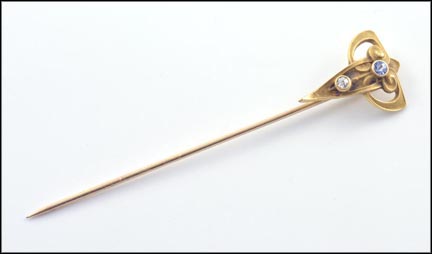 Vintage 1890's Sapphire Stickpin in 14K Yellow Gold LARGE