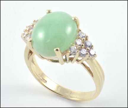 Jade Ring in 10K Yellow Gold LARGE