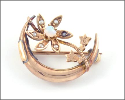 Victorian Crescent Pin in Rose Gold LARGE