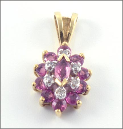 Tourmaline Cluster Pendant in 14K Yellow Gold LARGE