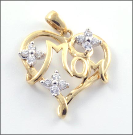 M O M Cubic Zirconia Heart Pendant in 10K Yellow Gold MAIN