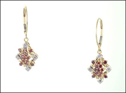 Diamond Leverback Earrings (Irradiated Diamonds) in 14K Yellow Gold LARGE