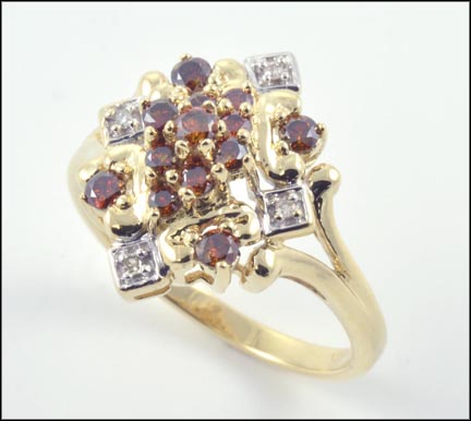 Diamond Cluster Ring in 14K Yellow Gold LARGE