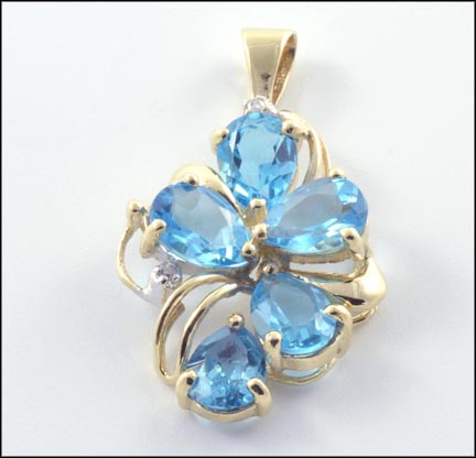 Blue Topaz Cluster Pendant in 10K Yellow Gold MAIN