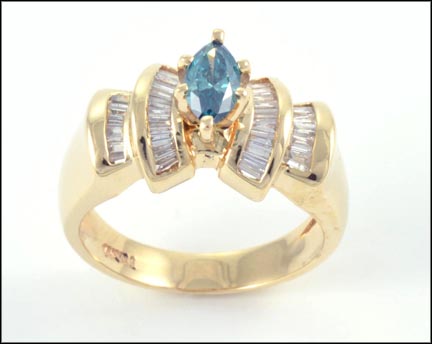 Blue Diamond Engagement Ring in 14K Yellow Gold MAIN