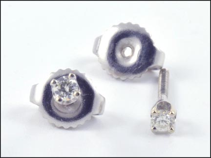 Diamond Stud Earrings in 14K White Gold LARGE