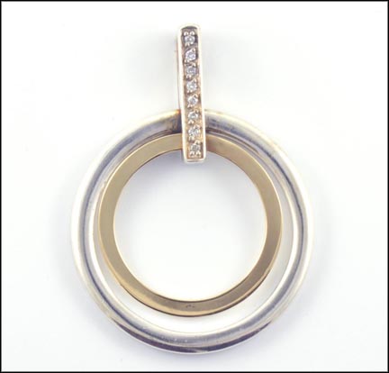 Circle Pendant in Sterling Silver and 14K Yellow Gold MAIN