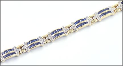 Sapphire Bracelet in 14K Yellow Gold LARGE
