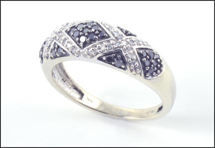 Black & White Diamond Band in 10K White Gold LARGE