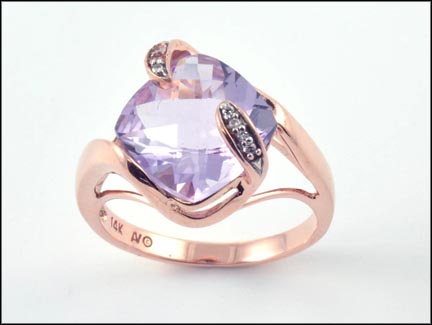 Kunzite Ring in 14K Rose Gold LARGE