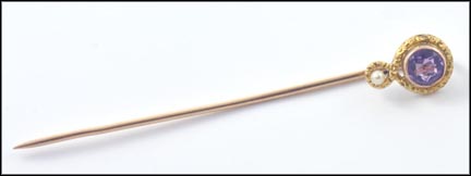 Amethyst Stick Pin in 14K Yellow Gold MAIN