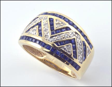 Sapphire Band in 10K Yellow Gold LARGE