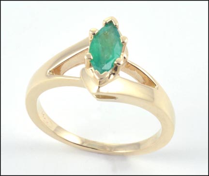 Emerald Ring in 14K Yellow Gold LARGE