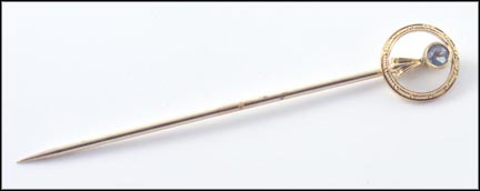 Vintage Aquamarine Stickpin, 1915-20 in 10K Yellow Gold MAIN