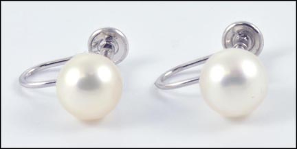 Non-Pierced Pearl Earrings in 14K White Gold LARGE
