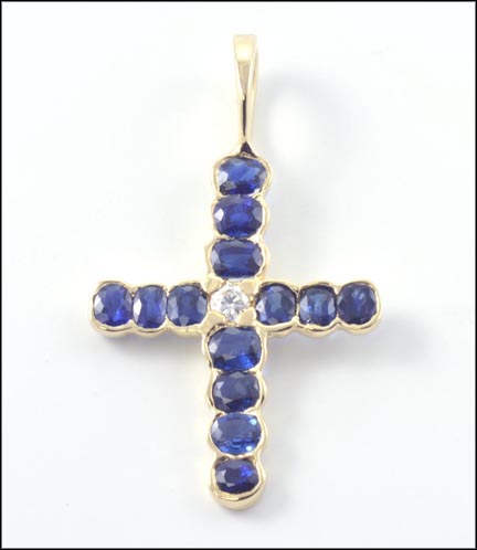 Sapphire Cross in Yellow Gold LARGE