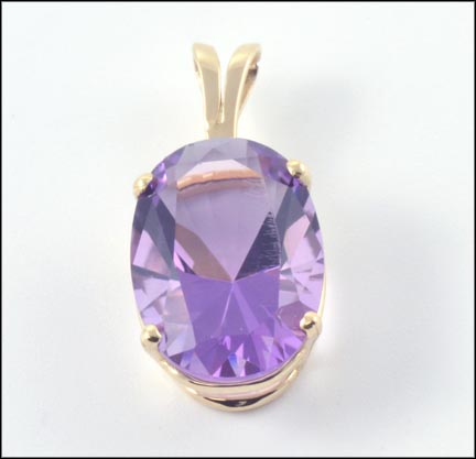 Amethyst Pendant in 14K Yellow Gold LARGE