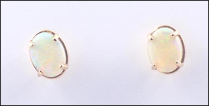 Opal Stud Earrings in Yellow Gold MAIN