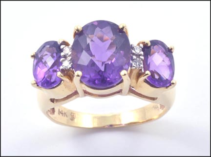 Amethyst Ring in 14K Yellow Gold LARGE