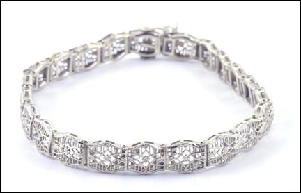 Filigree Bracelet in 14K White Gold LARGE