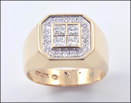 Men's Diamond Ring in 14K Yellow Gold LARGE