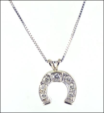 Diamond Horseshoe Necklace in White Gold LARGE