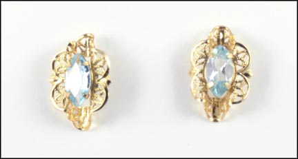 Blue Topaz Earrings in 10K Yellow Gold LARGE