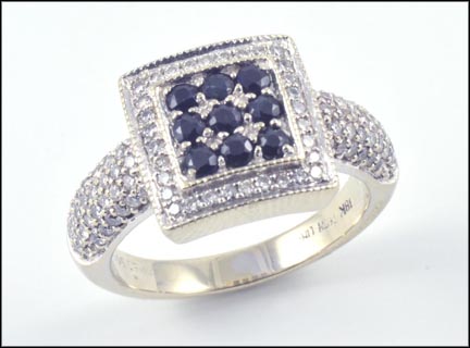 Onyx and Diamond Ring in 18K White Gold LARGE